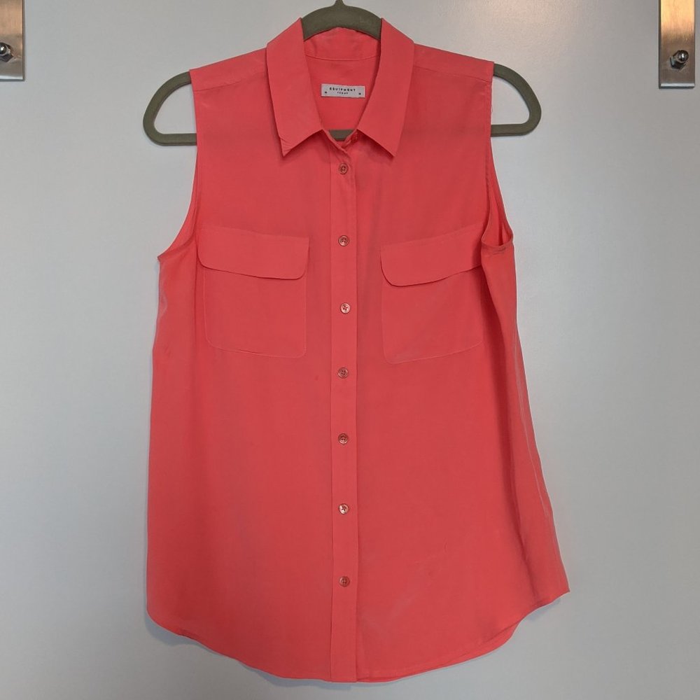 Equipment 100% silk pink sleeveless blouse